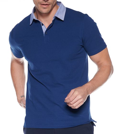 COURSE men's polo shirt cotton shirt with contrast collar short-sleeved shirt 900569 dark blue