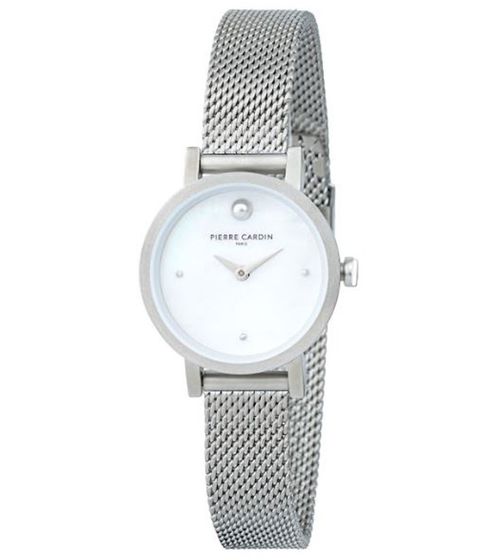 Orologio da polso da donna Pierre Cardin a due lancette con quadrante con dettagli circolari in argento, orologio analogico al quarzo con bracciale in acciaio inossidabile 3ATM 27mm CCM.0522 Argento