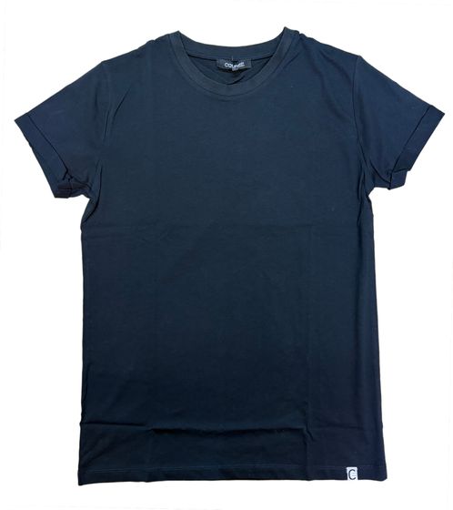 COURSE men's T-shirt with rolled-up sleeves, cotton shirt, round-neck shirt 900910 black