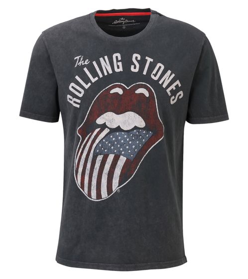 steffen klein X THE ROLLING STONES Herren Band T-Shirt Baumwoll-Shirt mit großem Front-Print Rundhals-Shirt 901721 Grau