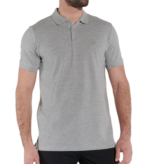 Polo de hombre Steffen Klein Camisa de algodón con tapeta de 3 botones Camisa de manga corta 900938 Gris claro