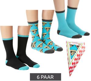 6 pairs of TASTIQ cotton socks with pizza print, long socks in a stylish pizza gift box, fresh Socks Tas/1/CSX3/PIZ blue/black/yellow 6 pairs of TASTIQ cotton socks with pizza print, long socks in a stylish pizza gift box, fresh Socks Tas/1/CSX3/PIZ blue/black/yellow