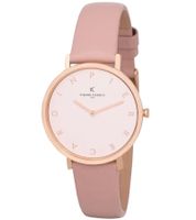 Montre femme Pierre Cardin cadran simple montre à quartz analogique avec bracelet en cuir 3ATM 36mm CBV.1124 Rose