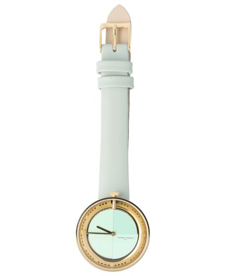 Pierre Cardin ladies' wristwatch, modern dial, analogue quartz watch with leather strap 3ATM 32mm CMA.0006 Green/Gold