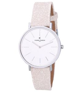 Pierre Cardin ladies watch simple dial analogue quartz watch glittering leather strap 3ATM 36mm CBV.1115 silver Pierre Cardin ladies watch simple dial analogue quartz watch glittering leather strap 3ATM 36mm CBV.1115 silver
