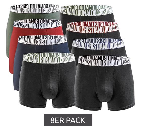 8er Pack CR7 CRISTIANO RONALDO Basic Trunk Herren Boxershorts atmungsaktive Baumwoll-Unterhose Unterwäsche 300-8109-49-2534 Schwarz/Rot/Grün/Navy