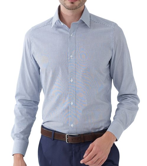 Camisa de manga larga para hombre de Steffen Klein Camisa de negocios a rayas Camisa de algodón de moda 900930 Azul/blanco