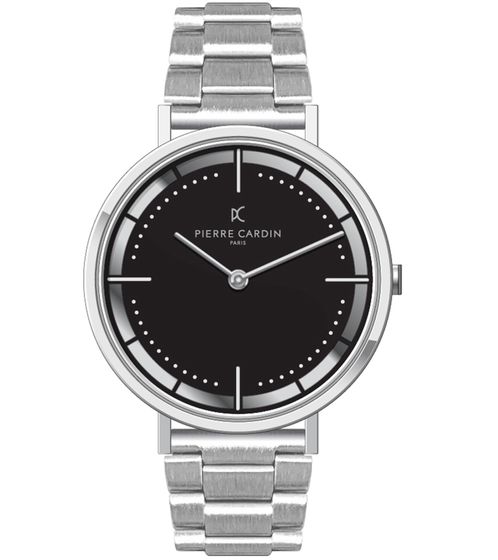 Reloj de pulsera atemporal para hombre Pierre Cardin con cierre desplegable, reloj analógico de cuarzo con brazalete de acero inoxidable 3ATM 41 mm CBV.1028 Plata