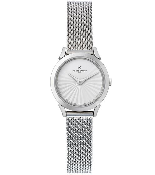 Pierre Cardin ladies two-hand wristwatch modern dial analogue quartz watch with stainless steel bracelet 3ATM 27mm CPI.2505 silver