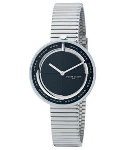 Pierre Cardin ladies' wristwatch, timeless dial, analogue quartz watch with stainless steel bracelet 3ATM 32mm CMA.0008 silver/black