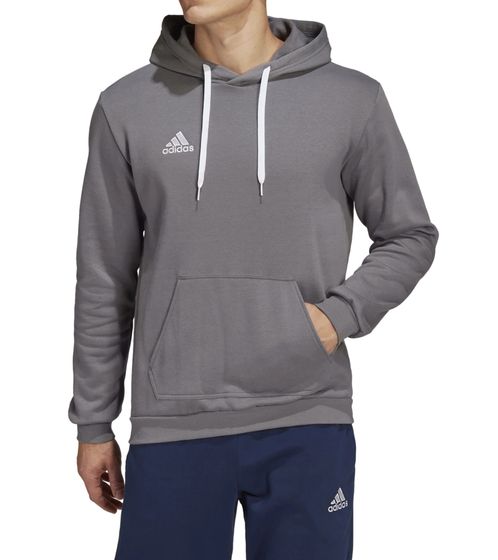 adidas Entrada 22 Hoody Herren Kapuzen-Pullover nachhaltiger Herren Baumwoll-Sweater mit Kängurutasche Hoodie HB0578 Grau