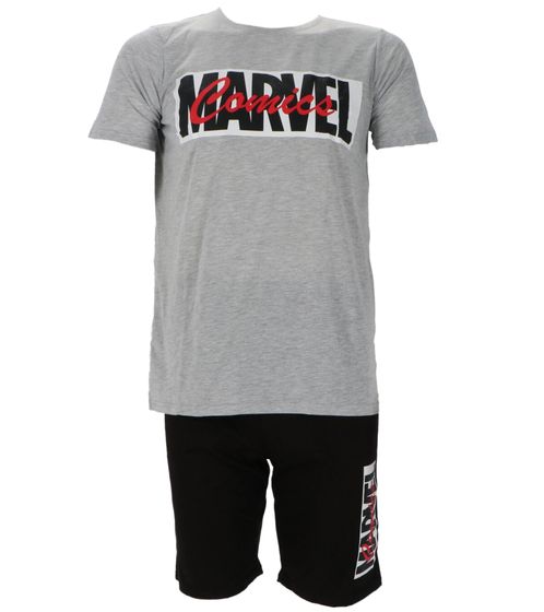 MARVEL Pigiama da uomo con motivo MARVEL Pigiama estivo Pigiama corto Homewear Grigio/Nero