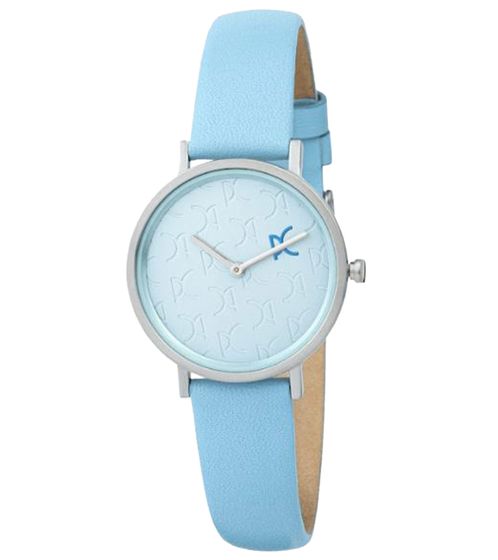 Pierre Cardin ladies' wristwatch with branded initials print, analogue quartz watch with leather strap 3ATM 31mm CBV.1521 blue/silver