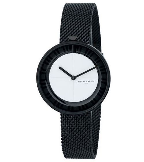 Reloj de mujer Pierre Cardin, esfera atemporal, reloj analógico de cuarzo con brazalete de acero inoxidable, 3 ATM, 32 mm, CMA.0018, negro/blanco