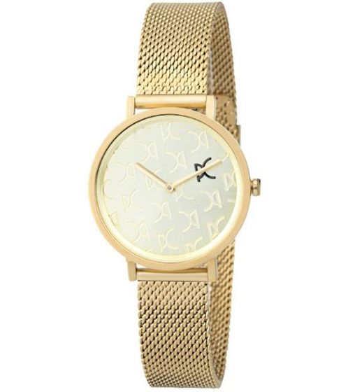 Pierre Cardin ladies' wristwatch with brand abbreviation on the dial, analogue quartz watch with stainless steel bracelet 3ATM 31mm CBV.1518 Gold