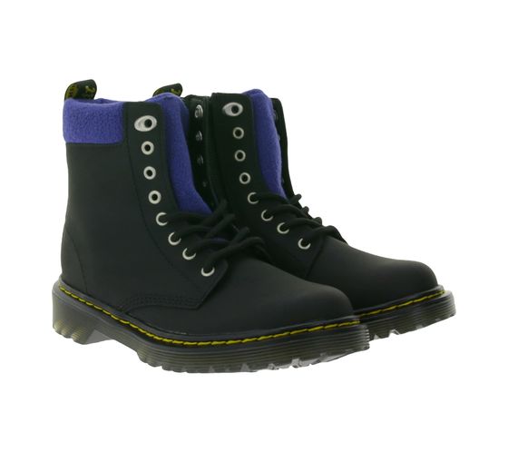 Dr. Martens Collar Stivali in vera pelle per bambini con elementi colorati per ragazze Scarpe con lacci Stivali autunnali 16267800 Nero/Blu