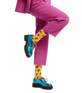 1 Paar Moustard Parrot Baumwoll-Socken mit Papageien-Print gemusterte lange Strümpfe 17S-PARR Gelb/Rot/Blau