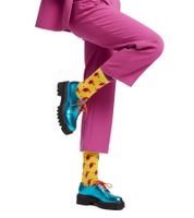 1 par de calcetines de algodón con estampado de loro mostaza y loro, calcetines largos 17S-PARR ​​amarillo/rojo/azul