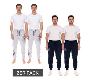 Lot de 2 pantalons de jogging pour homme CAMP DAVID avec teneur en coton, pantalon de survêtement, pantalon d'entraînement 428251 bleu foncé ou gris