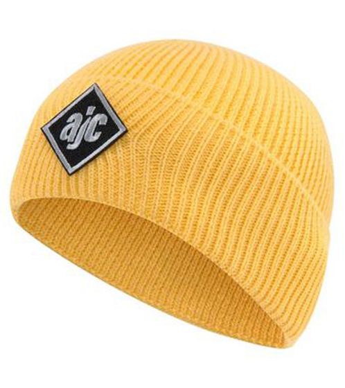 AjC Beanie semplice berretto invernale caldo berretto lavorato a maglia con toppa con logo ricamato 2375 0838 Giallo