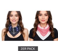 2er Pack DELMAO Halstuch mit verschiedenen Mustern Alltags-Tuch 8168 3644 Weiß/Schwarz/Rot