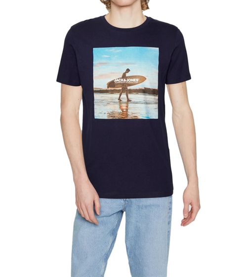 JACK & JONES Herren Rundhals-Shirt Baumwoll-Shirt T-Shirt Kurzarm-Shirt 4088 5308 Navy