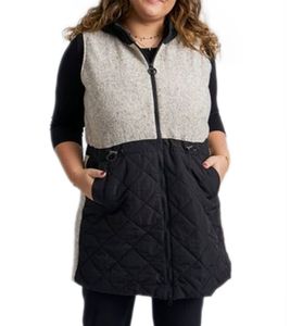 PONT NEUF Gilet trapuntato da donna con contenuto di lana Gilet autunnale con cappuccio Gilet da esterno 83838560 Nero/Beige