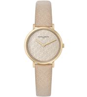 Pierre Cardin Damen Armband-Uhr mit Marken-Kürzel-Print analoge Quarz-Uhr mit Leder-Armband 3ATM 31mm CBV.15 Schwarz, Rosa, Weiß oder Beige