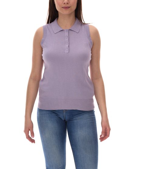 AjC women's tank top fashionable polo shirt with button placket summer shirt 30237620 purple