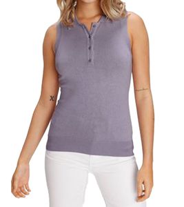 AjC women's tank top fashionable polo shirt with button placket summer shirt 30237620 purple