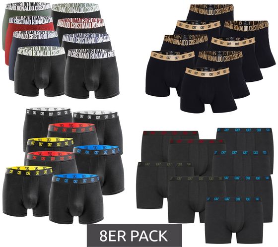 8er Pack CR7 CRISTIANO RONALDO Basic Trunk Herren Boxershorts atmungsaktive Baumwoll-Unterhose Unterwäsche 300-8109-49 Schwarz/Rot/Grün/Navy/Gold