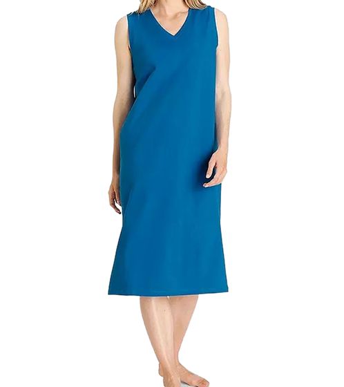 OTTO Damen Midi-Kleid mit V-Ausschnitt Sommer-Kleid schlichtes Baumwoll-Kleid 39138853 Blau