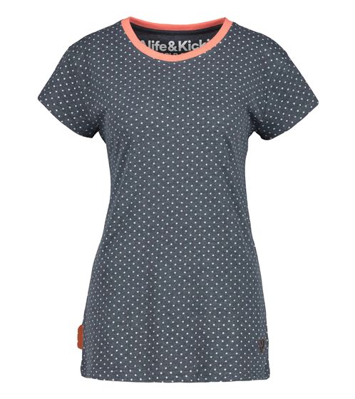 ALIFE AND KICKIN Maxi Damen Bio-Baumwoll-T-Shirt veganes- und PETA-APPROVED Oberteil mit Punkten 52340955 Dunkelblau/Weiß/Rosa