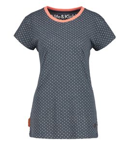 ALIFE AND KICKIN Maxi Women's Organic Cotton T-Shirt Vegan and PETA-APPROVED Top with Dots 52340955 Dark Blue/White/Pink