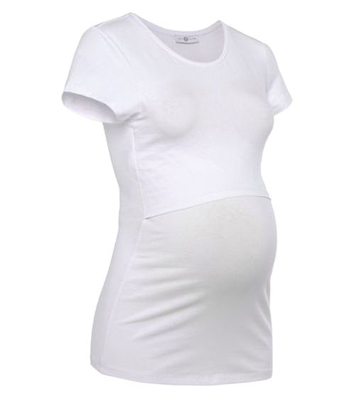 neun 9 Monate Damen schlichtes Schwangerschafts-T-Shirt Umstands-Mode 41906114 Weiß