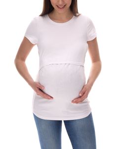 T-shirt de grossesse uni pour femme de 9 mois, mode maternité 41906114 blanc