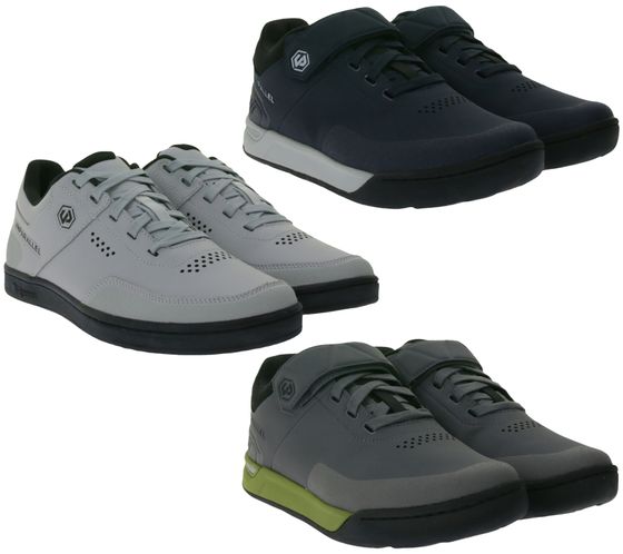 Chaussures de cyclisme pour hommes UNPARALLEL UP Link / Roost Chaussures de VTT à semelle EVA Baskets de sport absorbant les vibrations avec OrthoLite Bicycle Sport avec fermeture velcro Gris foncé/vert, bleu foncé/gris ou gris clair/noir