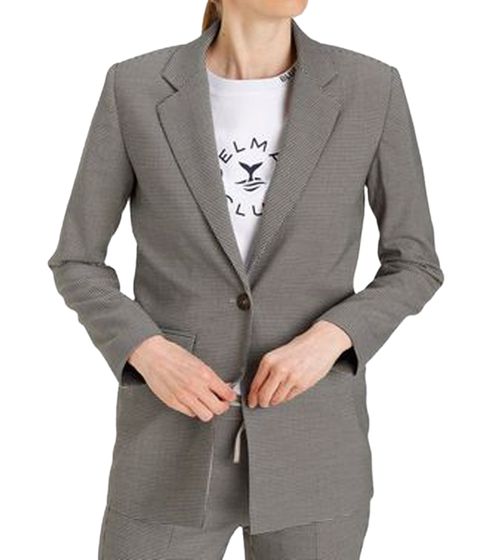 Veste de costume blazer pour femme DELMAO avec col à revers Veste d'affaires à carreaux 55782465 Gris/Bleu/Blanc