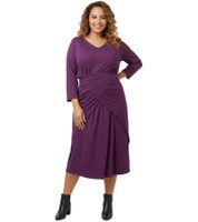 Robe portefeuille femme ADIA élégante robe d'été à nouer robe de vacances à manches 3/4 grandes tailles 37339213 violet