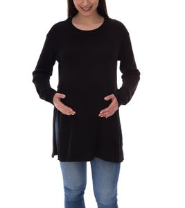 neun 9 monate Damen Schwangerschafts-Pullover mit großem Schlitz Strick-Pullover Umstands-Mode 46551556 Schwarz