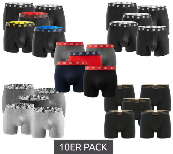 10er Pack CR7 CRISTIANO RONALDO Basic Trunk Herren Boxershorts atmungsaktive Baumwoll-Unterhose Unterwäsche 300-8125-49 Rot/Grau/Navy/Schwarz/Bunt/Gold