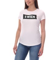 PUMA City women's cotton shirt with Praha/Prague, Paris, Vienna or Madrid lettering, short-sleeved shirt, round neck shirt 575957 white or black