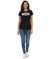 PUMA City Damen Baumwoll-Shirt mit Praha/Prag, Paris, Wien oder Madrid Schriftzug Kurzarm-Shirt Rundhals-Shirt 575957 Weiß oder Schwarz