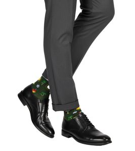 1 Paar Moustard Barcelona Herren Baumwoll-Socken mit Skyline von Barcelona Allover-Print gestreifte und gemusterte lange Strümpfe 17S-BCN Grün/Orange/Gelb