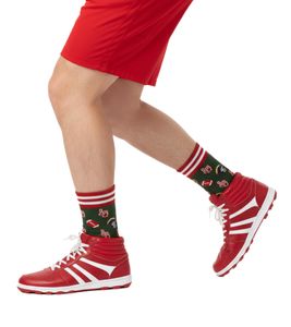 1 Paar Moustard American Football Baumwoll-Socken mit Football Motiven gemusterte lange Strümpfe 17S-AFOOT Grün/Rot/Bunt