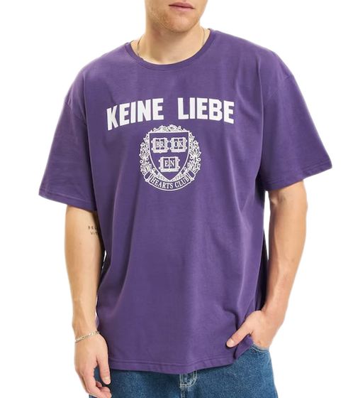 Chemise en coton pour homme KEINE LIEBE avec écusson du club Brocken-Heart T-shirt à col rond Chemise à manches courtes KLTS1009 Violet/Blanc