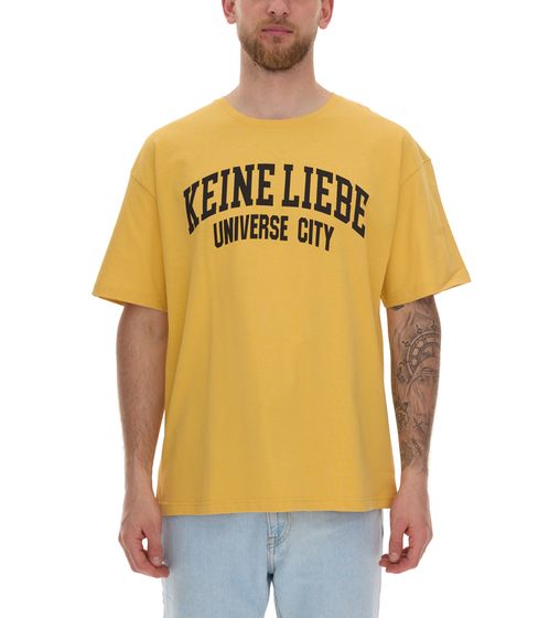 KEINE LIEBE Universe City Camicia da uomo in cotone con accenti colorati T-shirt girocollo Camicia a maniche corte KLTS1012YEL Giallo/Nero