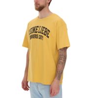 Camisa de algodón con detalles de color para hombre KEINE LIEBE Universe City Camiseta de cuello redondo Camisa de manga corta KLTS1012YEL Amarillo/Negro