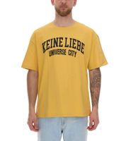 Camisa de algodón con detalles de color para hombre KEINE LIEBE Universe City Camiseta de cuello redondo Camisa de manga corta KLTS1012YEL Amarillo/Negro