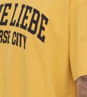 Camisa de algodón con detalles de color para hombre KEINE LIEBE Universe City Camiseta de cuello redondo Camisa de manga corta KLTS1012YEL Amarillo/Negro